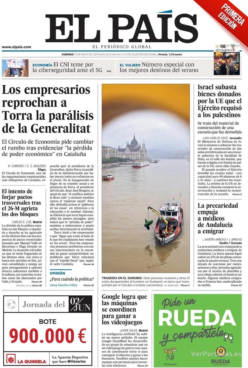 Portada El País 2019-06-01