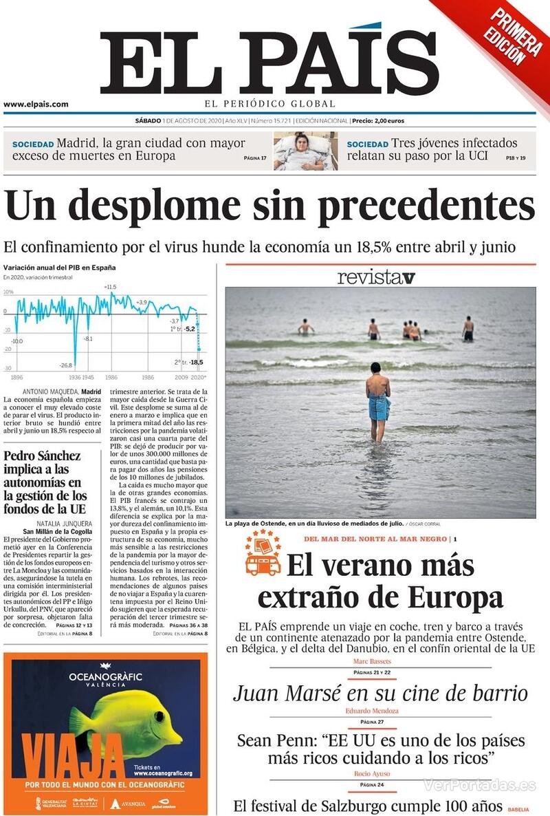 Portada El País 2020-08-02