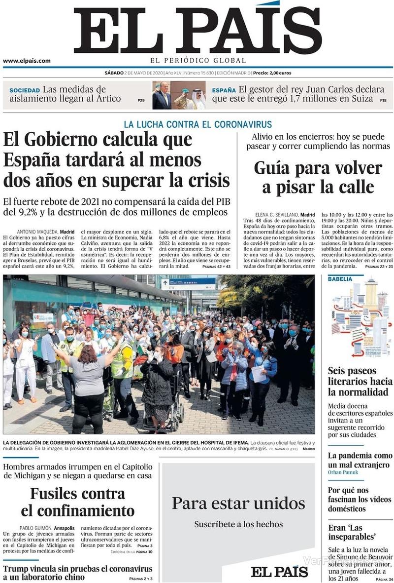 Portada El País 2020-05-03