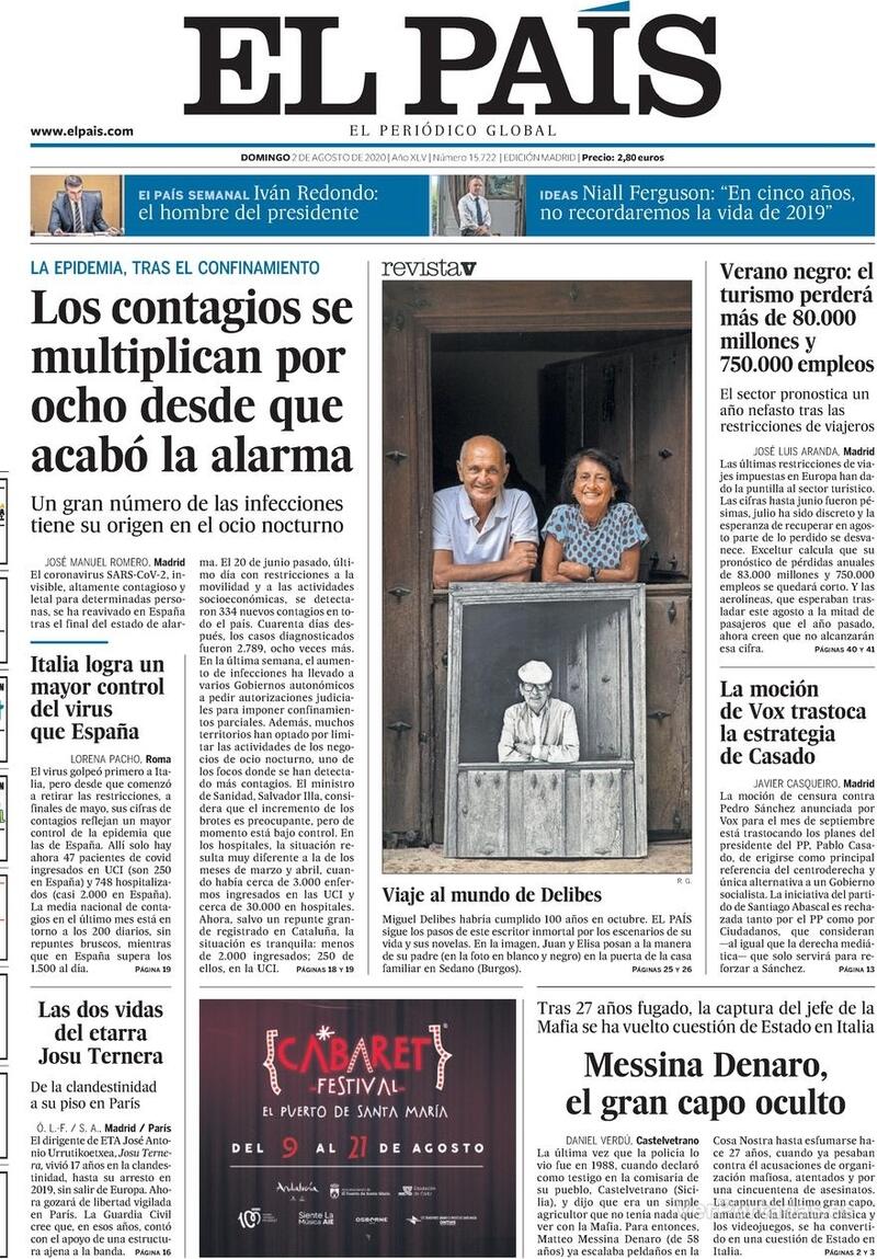 Portada El País 2020-08-03