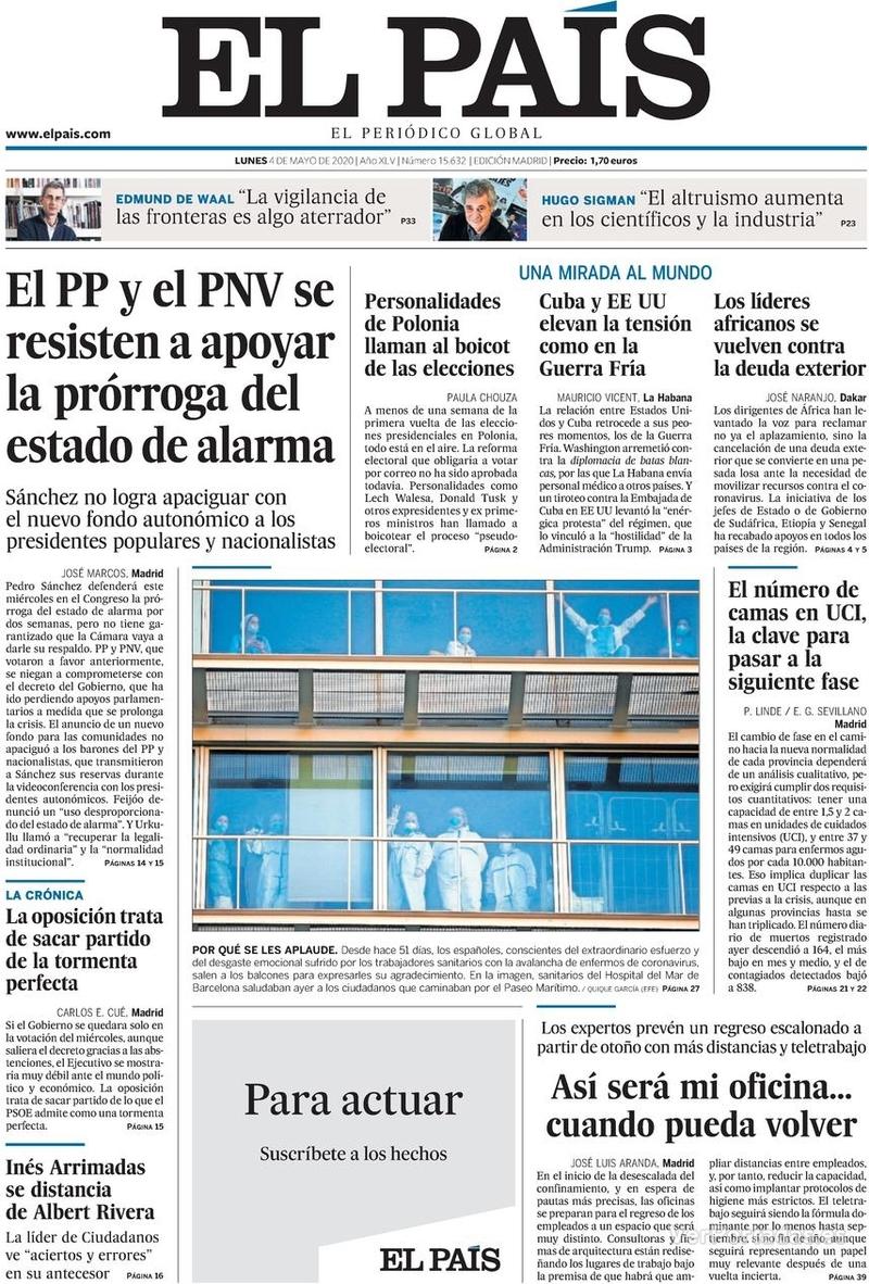 Portada El País 2020-05-05
