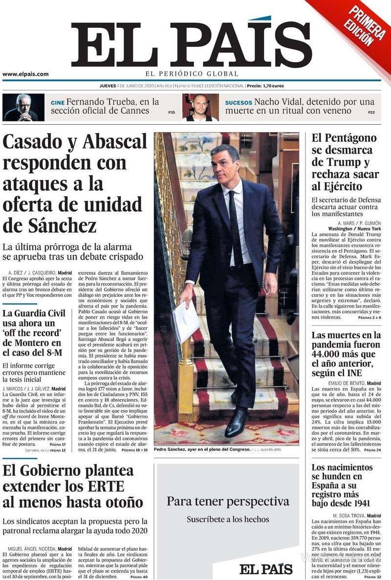 Portada El País 2020-06-05