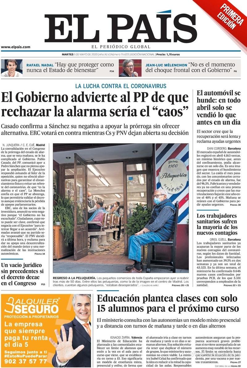 Portada El País 2020-05-06