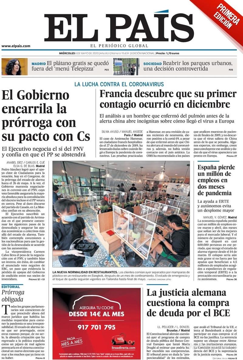 Portada El País 2020-05-07