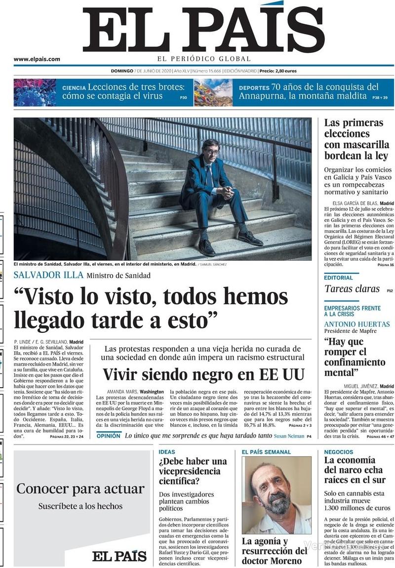 Portada El País 2020-06-08