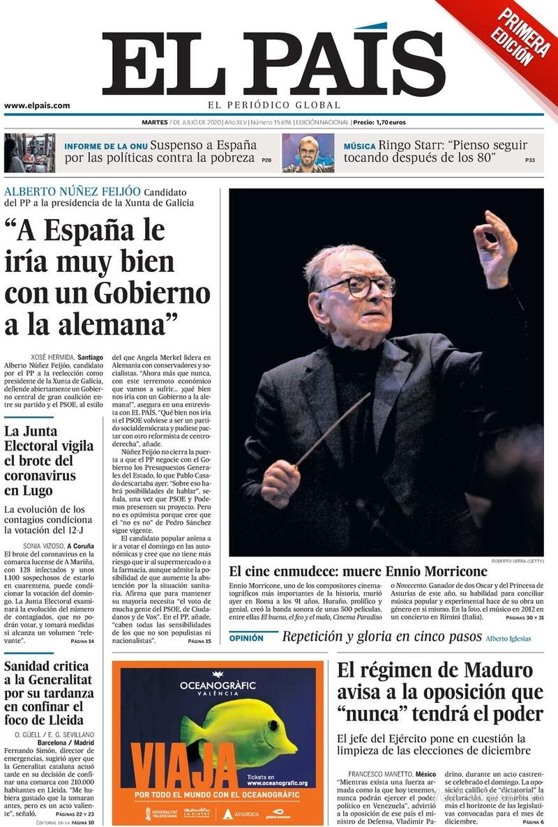 Portada El País 2020-07-08