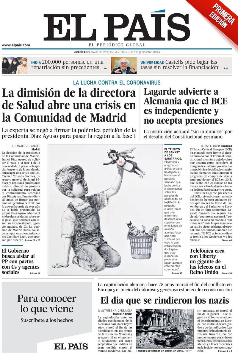 Portada El País 2020-05-09