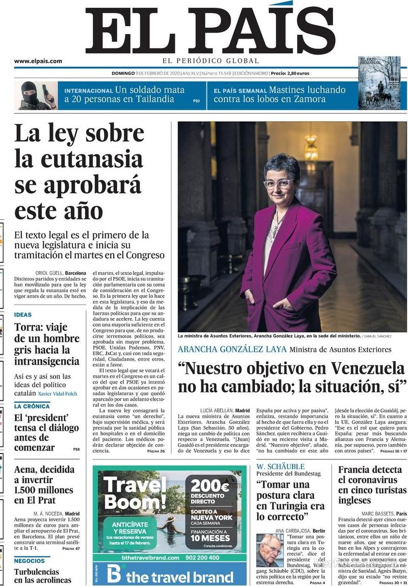 Portada El País 2020-02-10