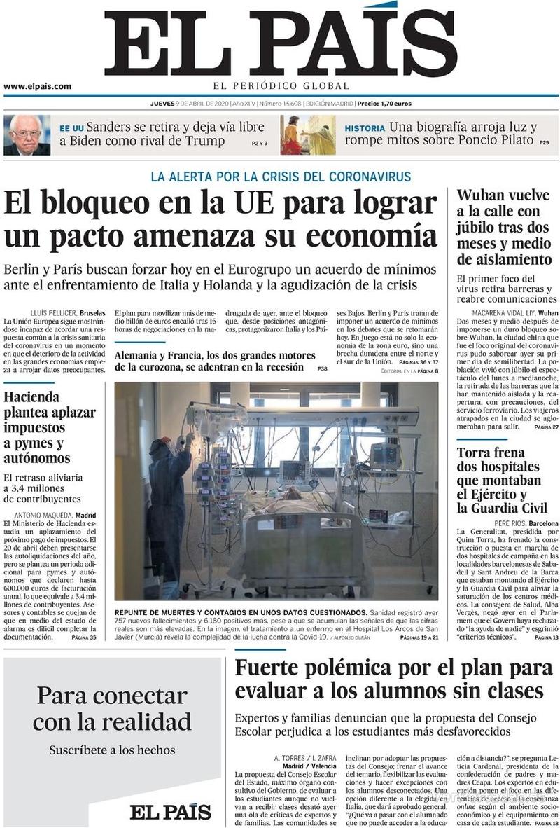 Portada El País 2020-04-10