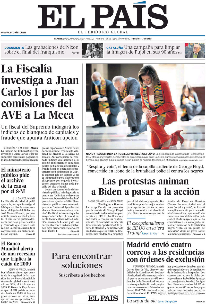 Portada El País 2020-06-10