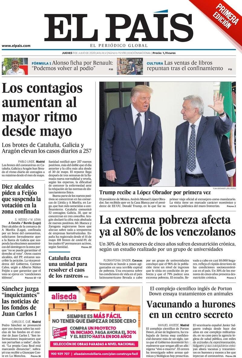 Portada El País 2020-07-10