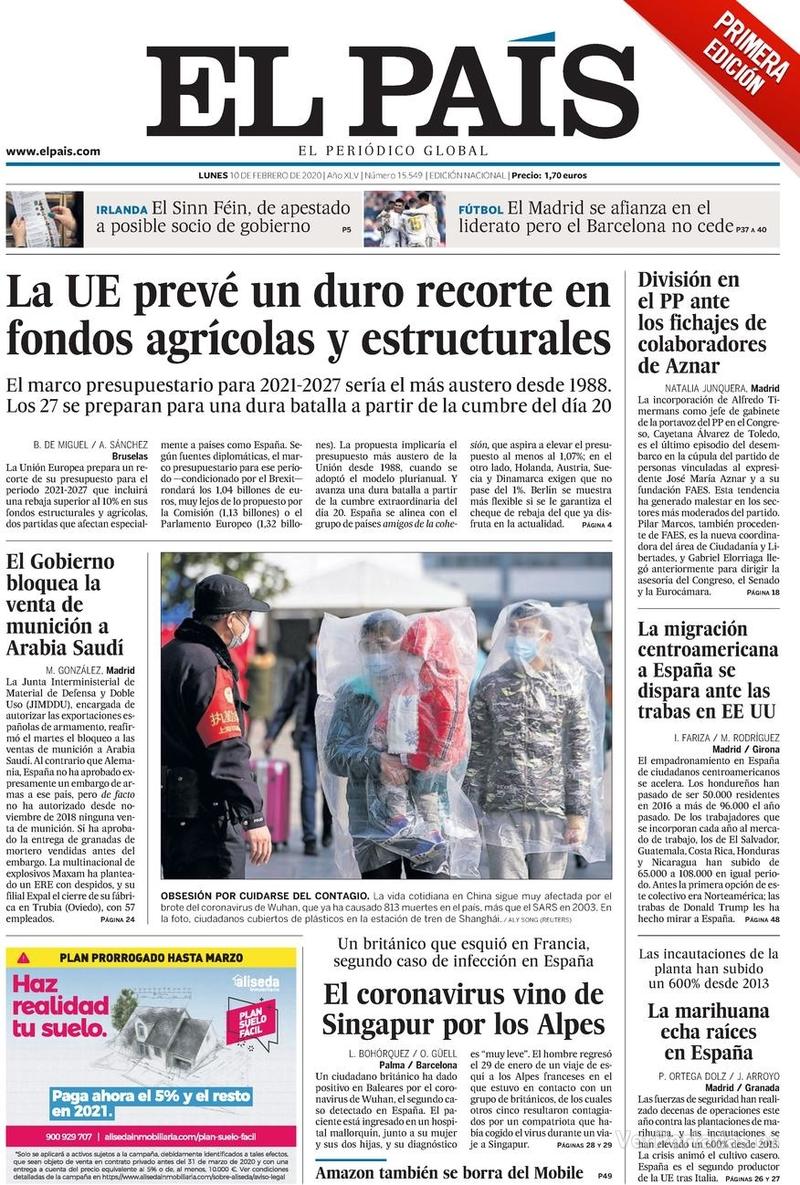 Portada El País 2020-02-11