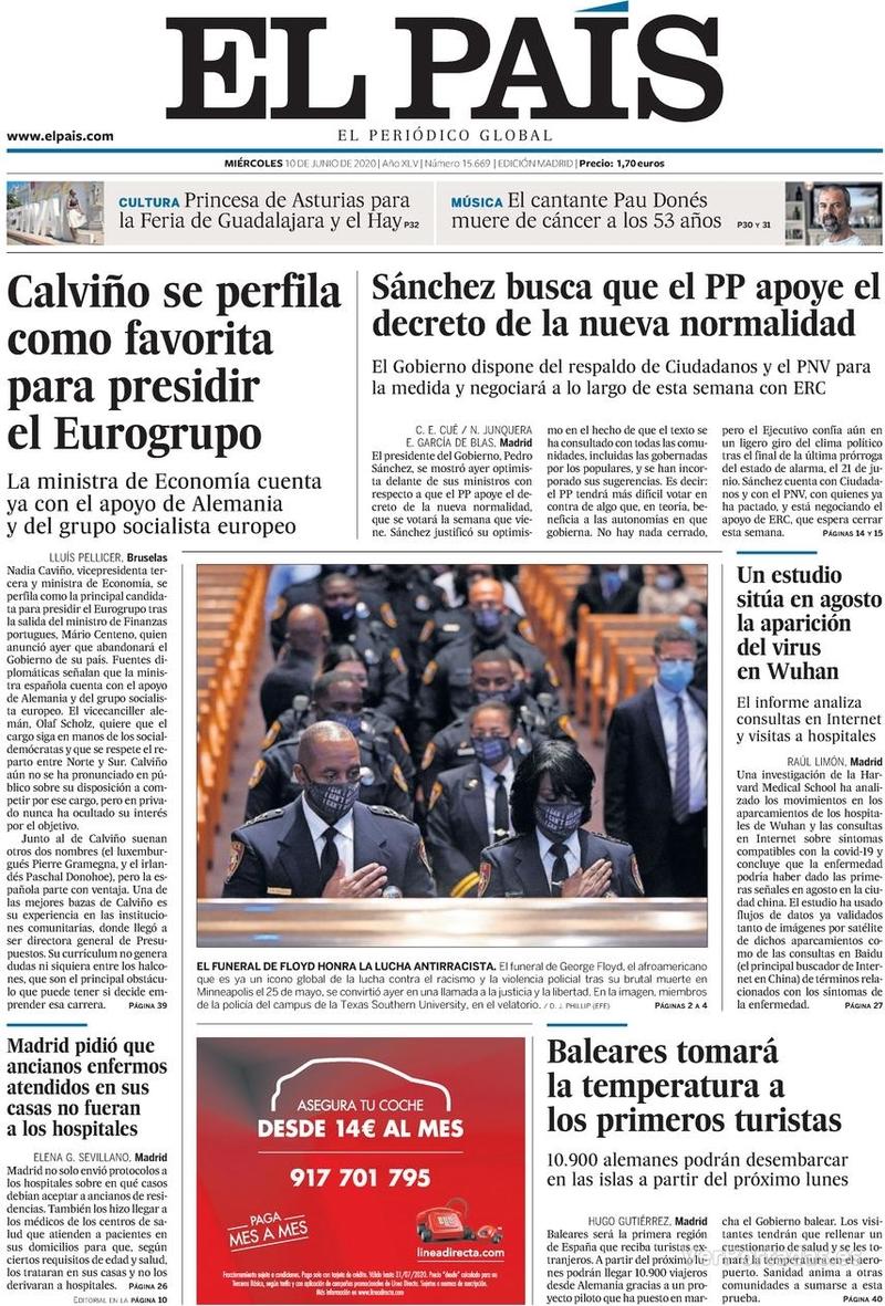 Portada El País 2020-06-11