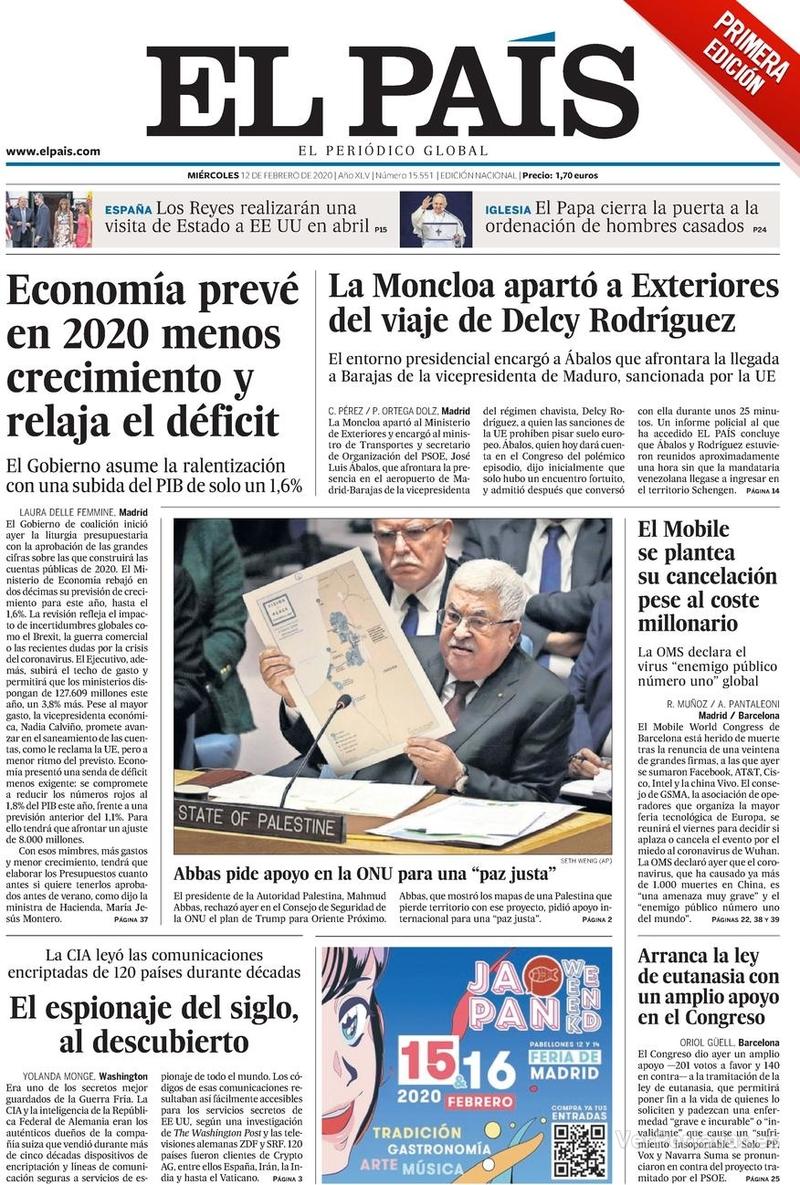 Portada El País 2020-02-13