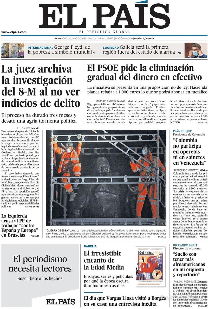 Portada El País 2020-06-15