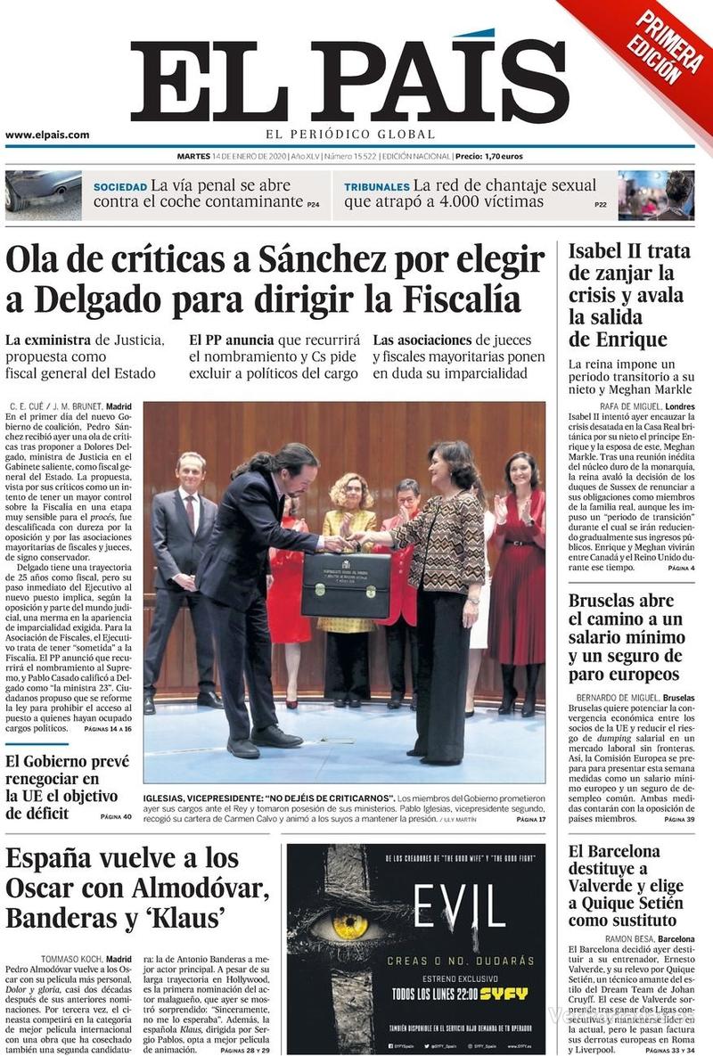 Portada El País 2020-01-15