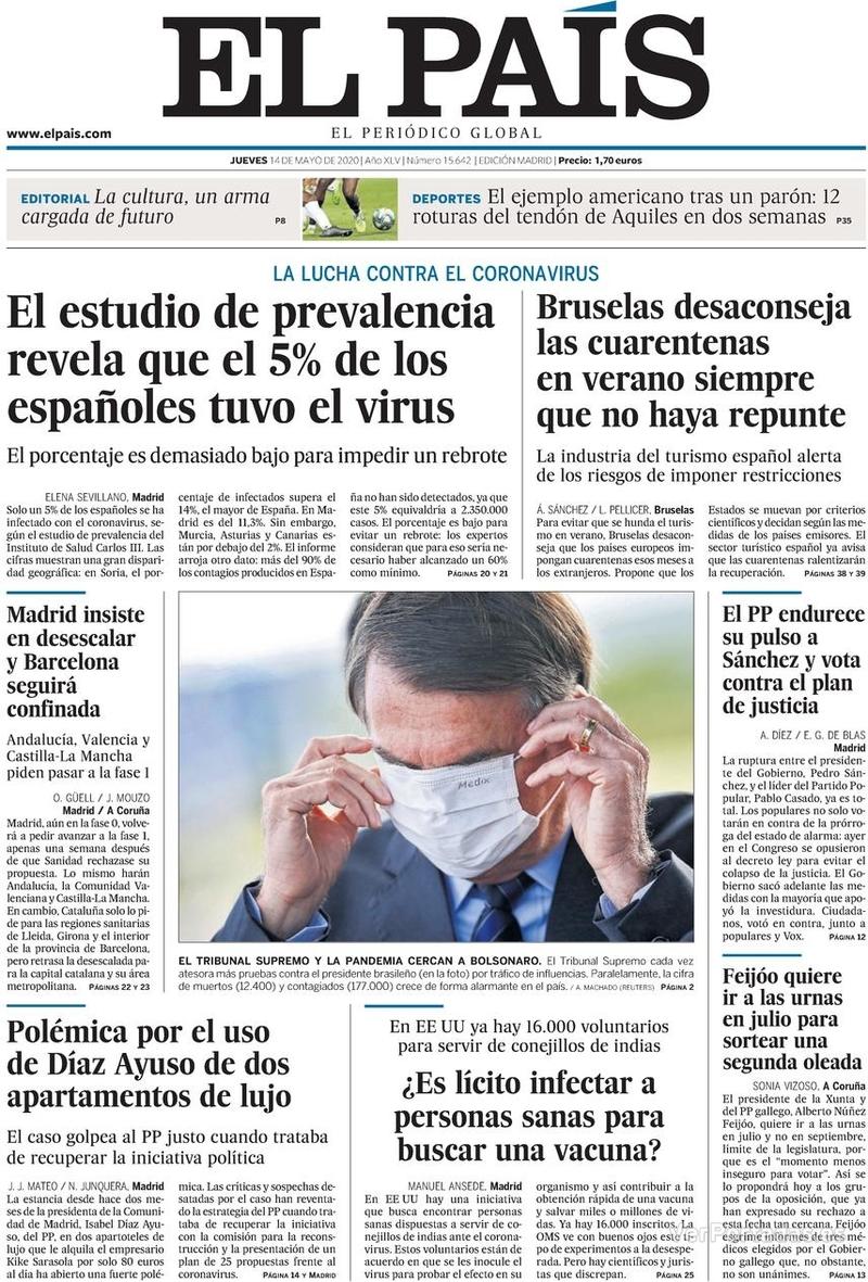 Portada El País 2020-05-15