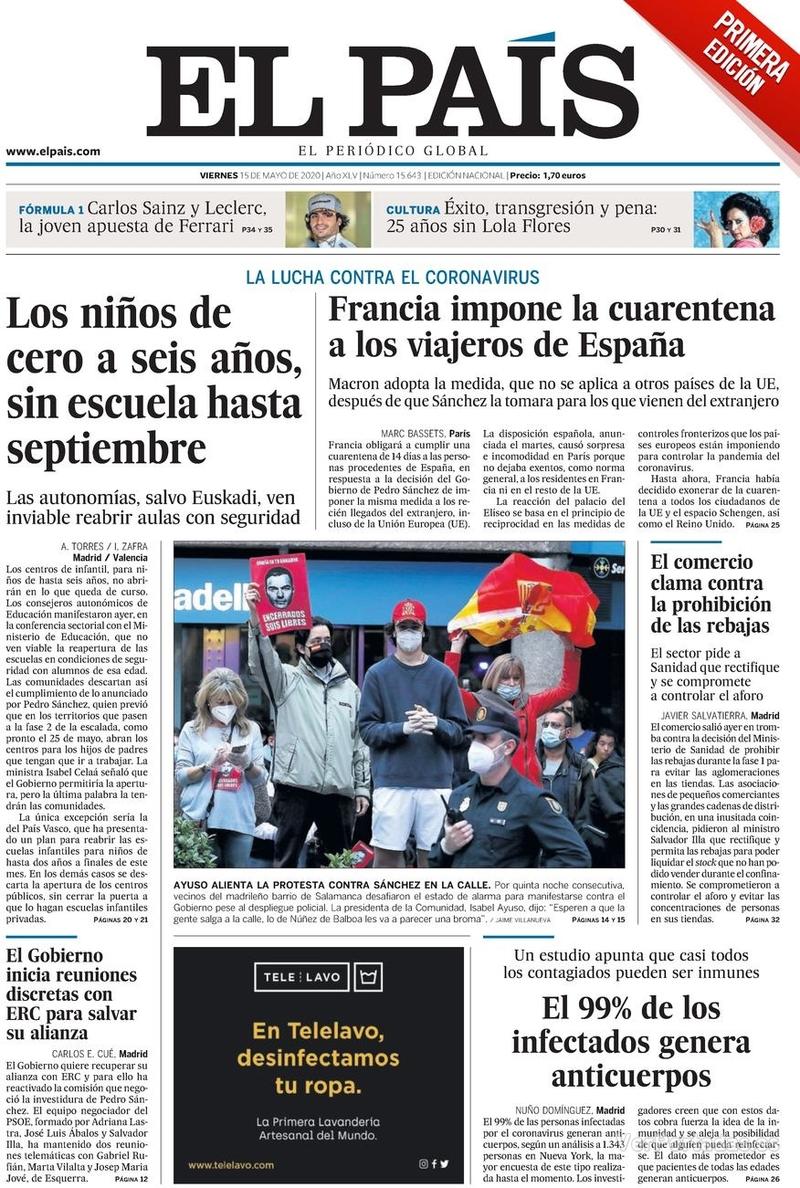 Portada El País 2020-05-16