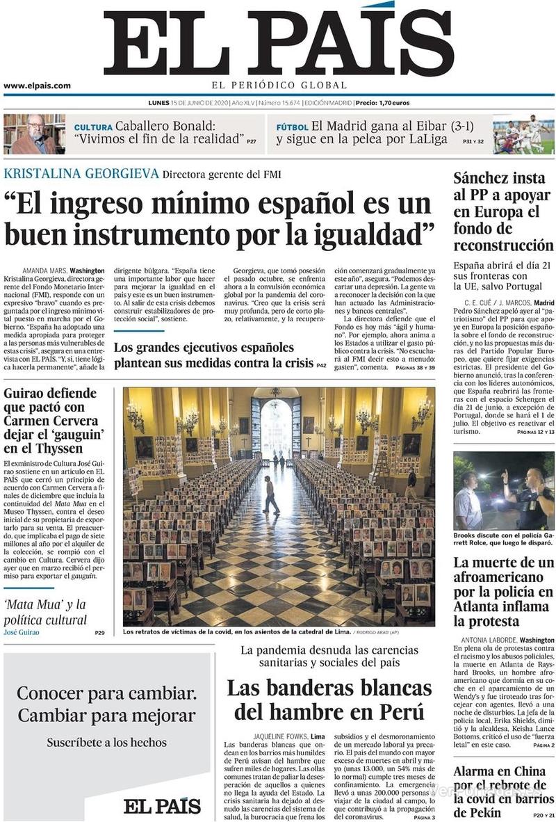 Portada El País 2020-06-16