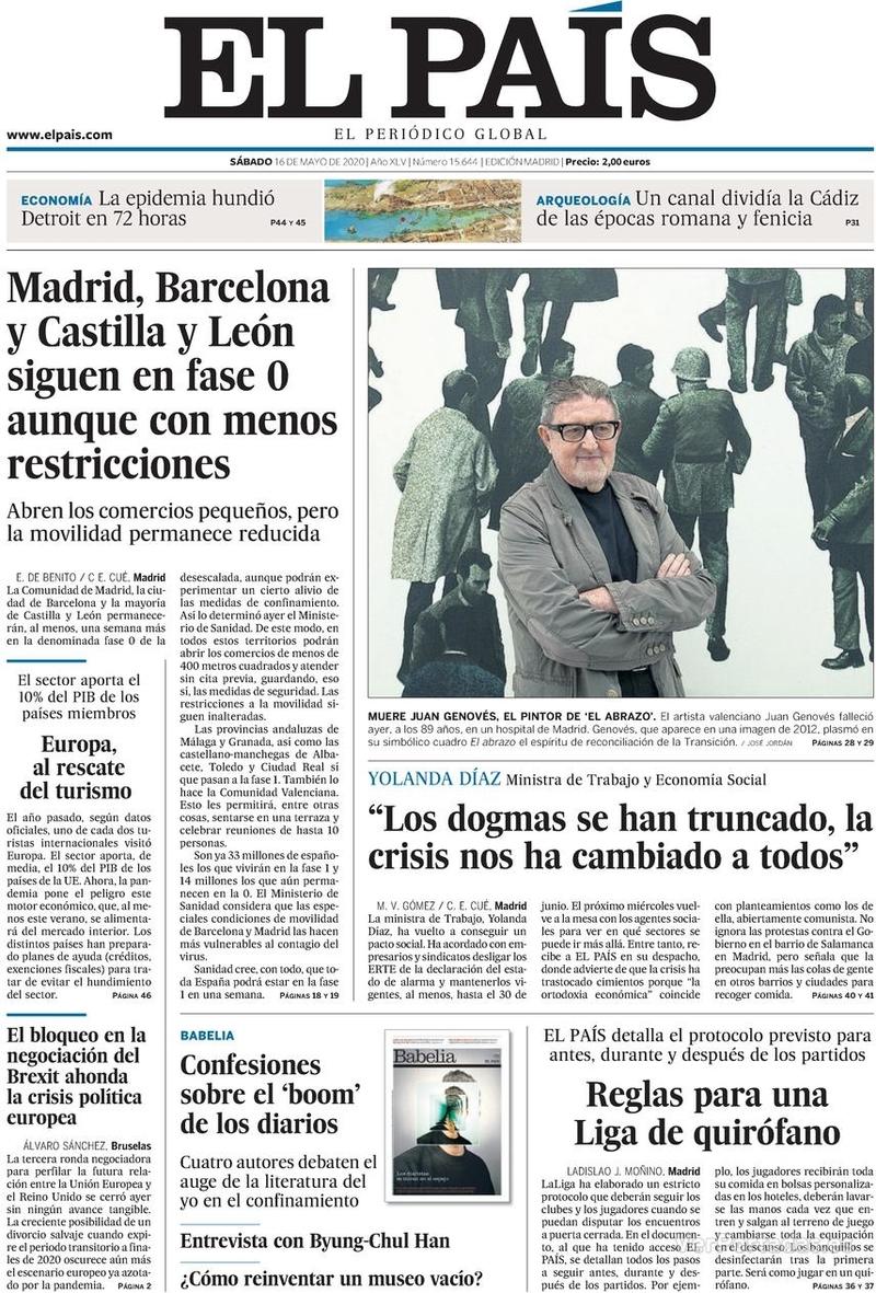 Portada El País 2020-05-17