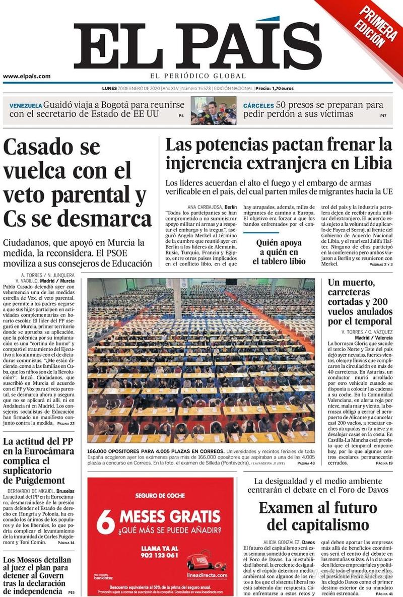 Portada El País 2020-01-21