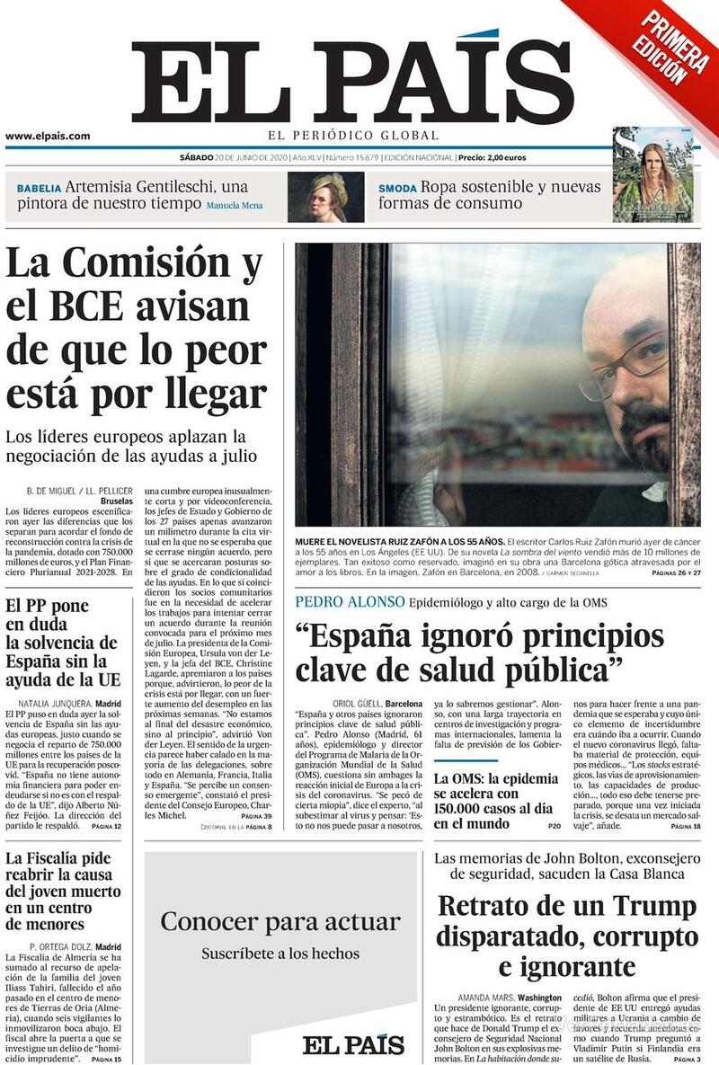 Portada El País 2020-06-21