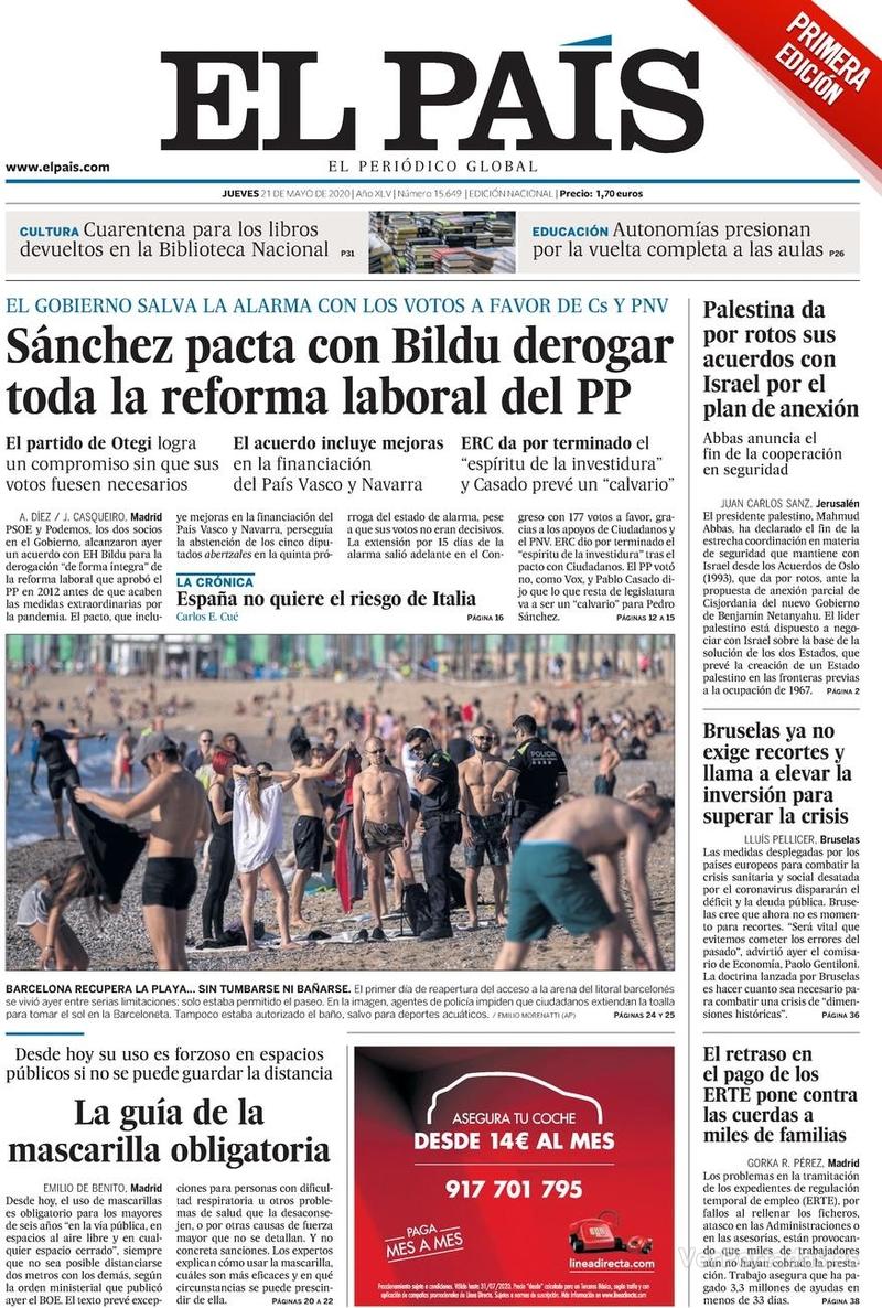 Portada El País 2020-05-22