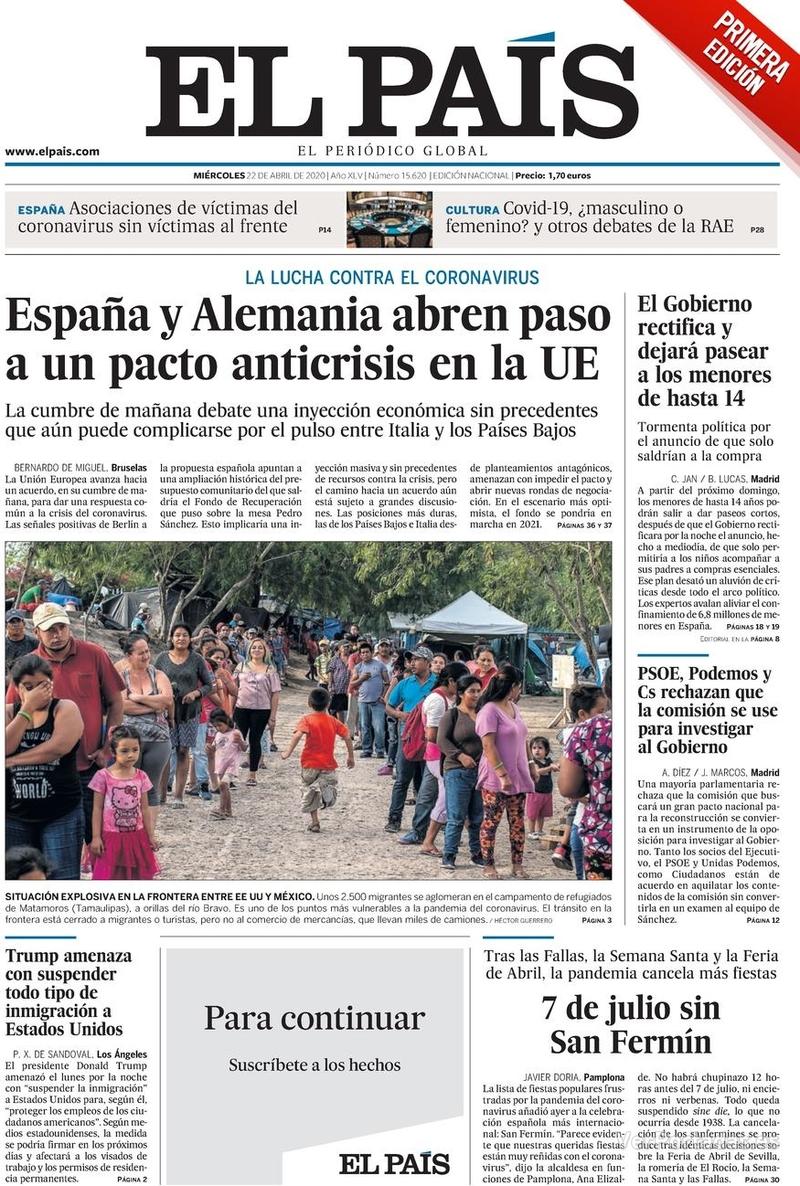 Portada El País 2020-04-23