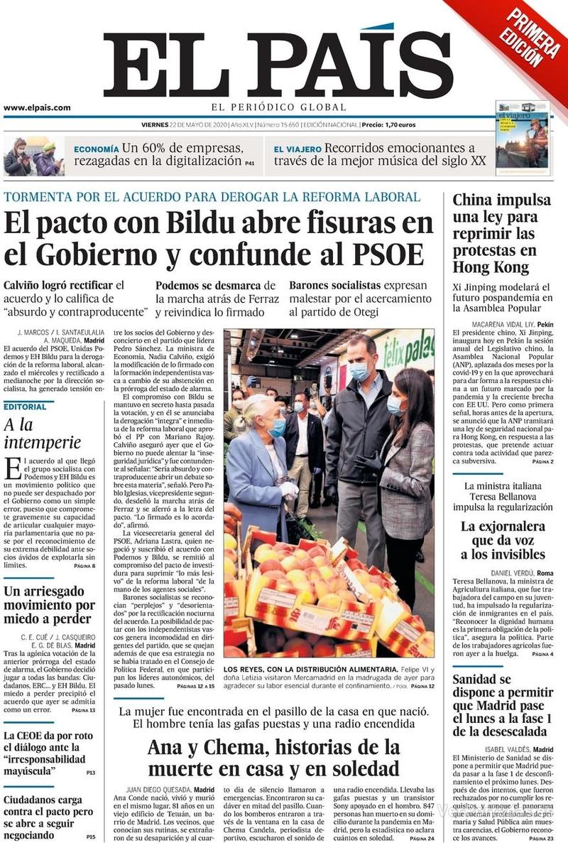 Portada El País 2020-05-23