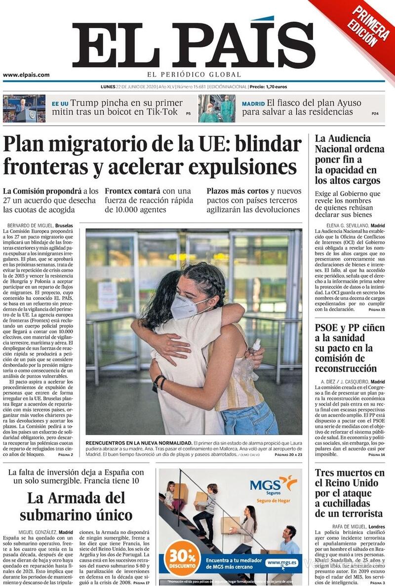 Portada El País 2020-06-23