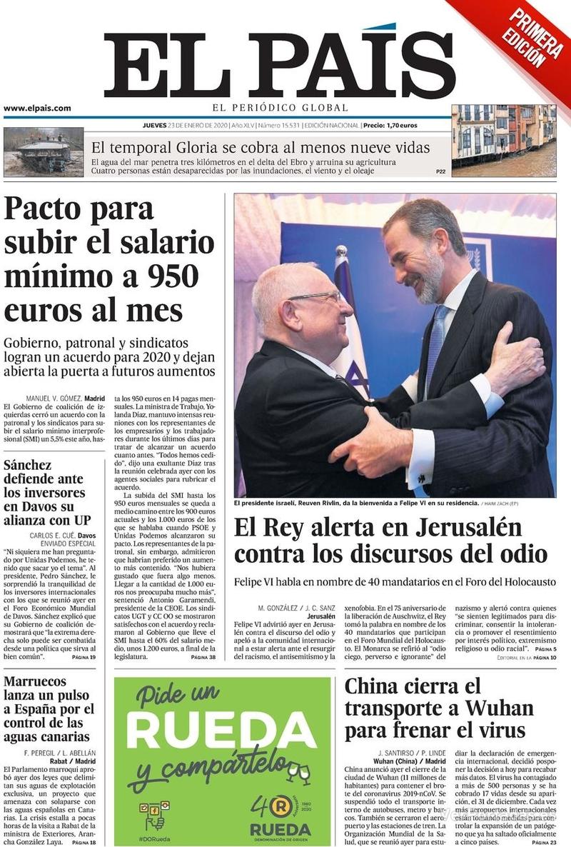 Portada El País 2020-01-24