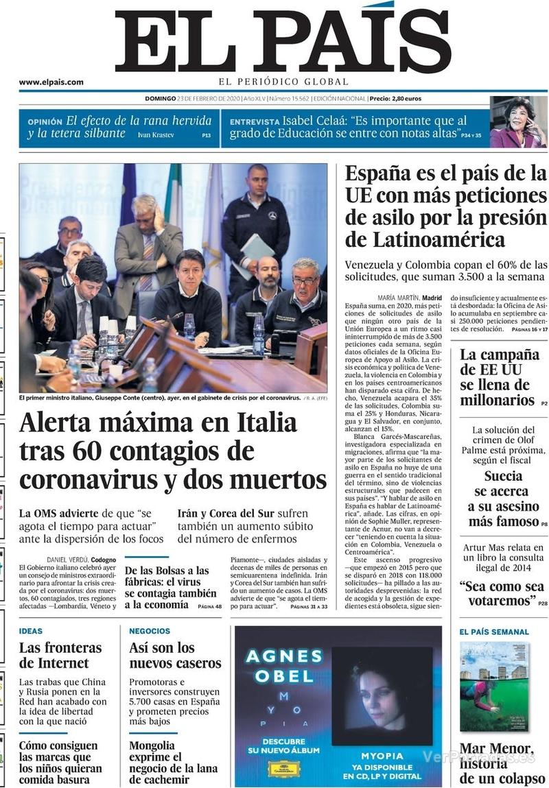 Portada El País 2020-02-24