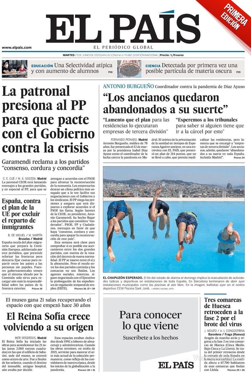 Portada El País 2020-06-24
