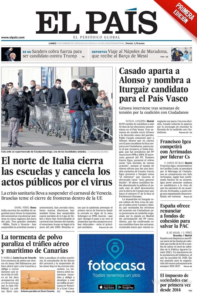 Portada El País 2020-02-25