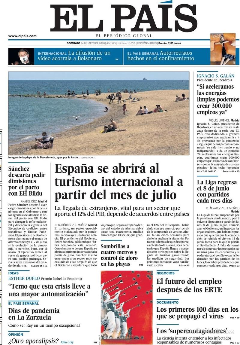 Portada El País 2020-05-25