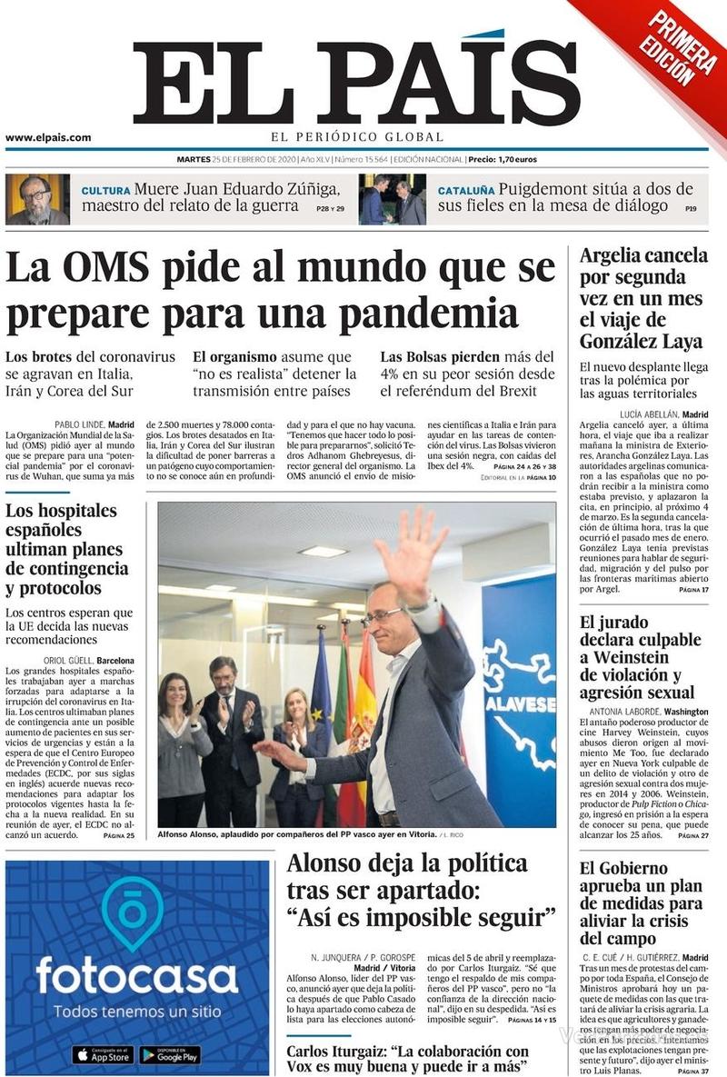 Portada El País 2020-02-26