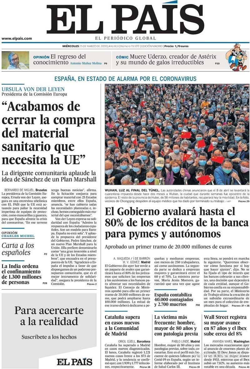 Portada El País 2020-03-26