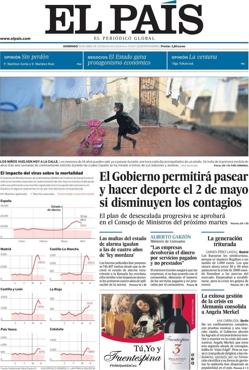 Portada El País 2020-04-27