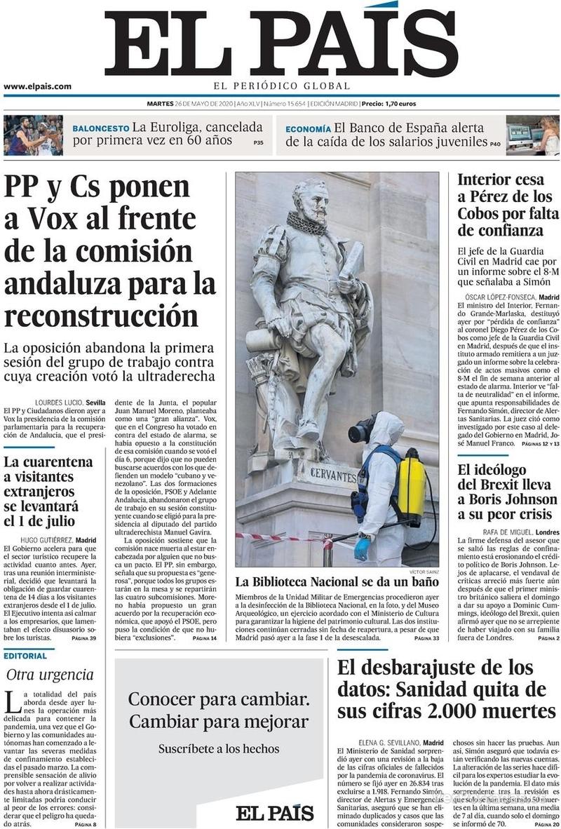 Portada El País 2020-05-27