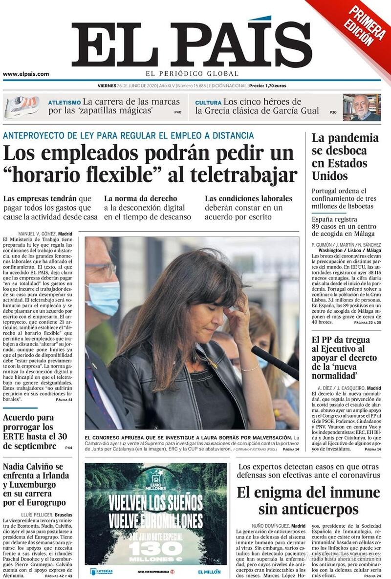 Portada El País 2020-06-27