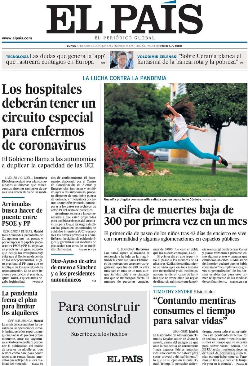 Portada El País 2020-04-28