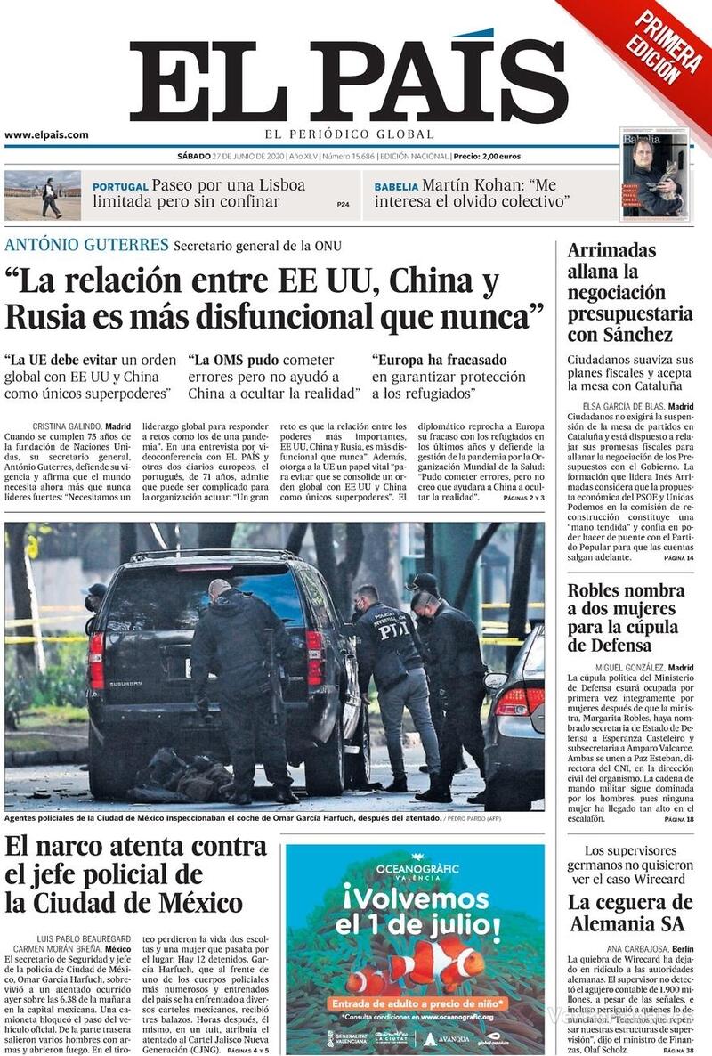 Portada El País 2020-06-28