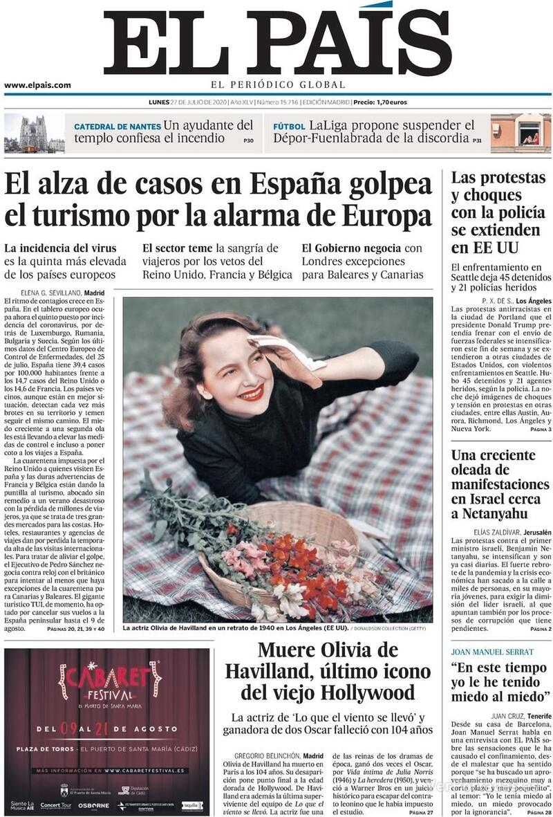 Portada El País 2020-07-28