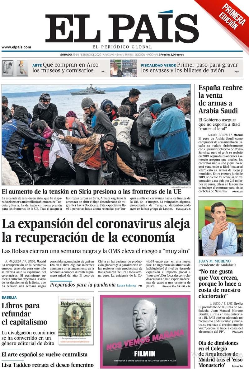 Portada El País 2020-03-01