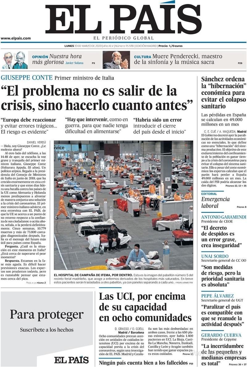Portada El País 2020-03-31