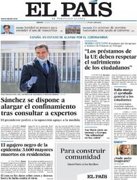 Portada El País 2020-04-04