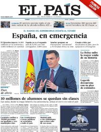 Portada El País 2020-03-13