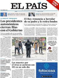 Portada El País 2020-03-16
