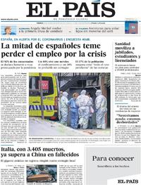 Portada El País 2020-03-20