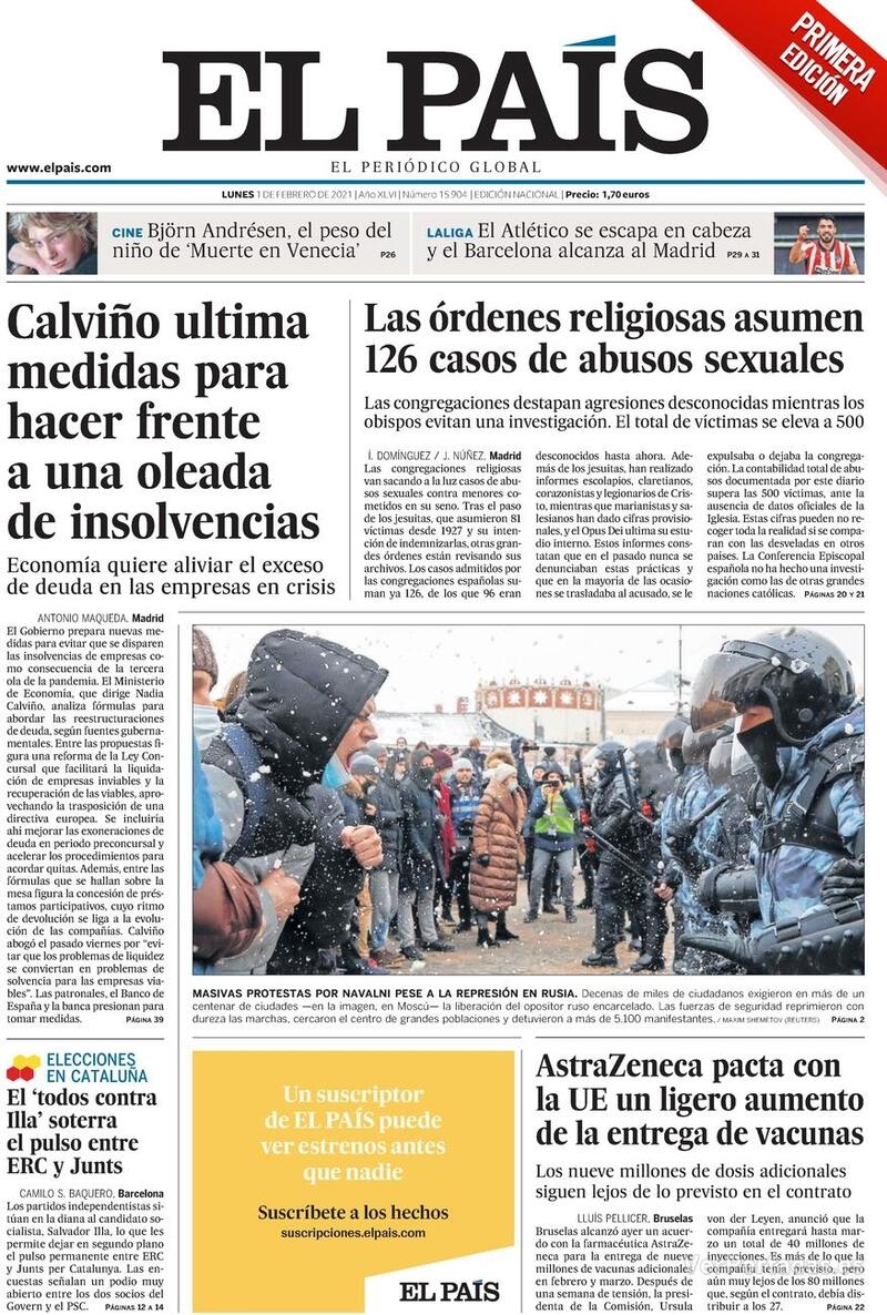 Portada El País 2021-02-02